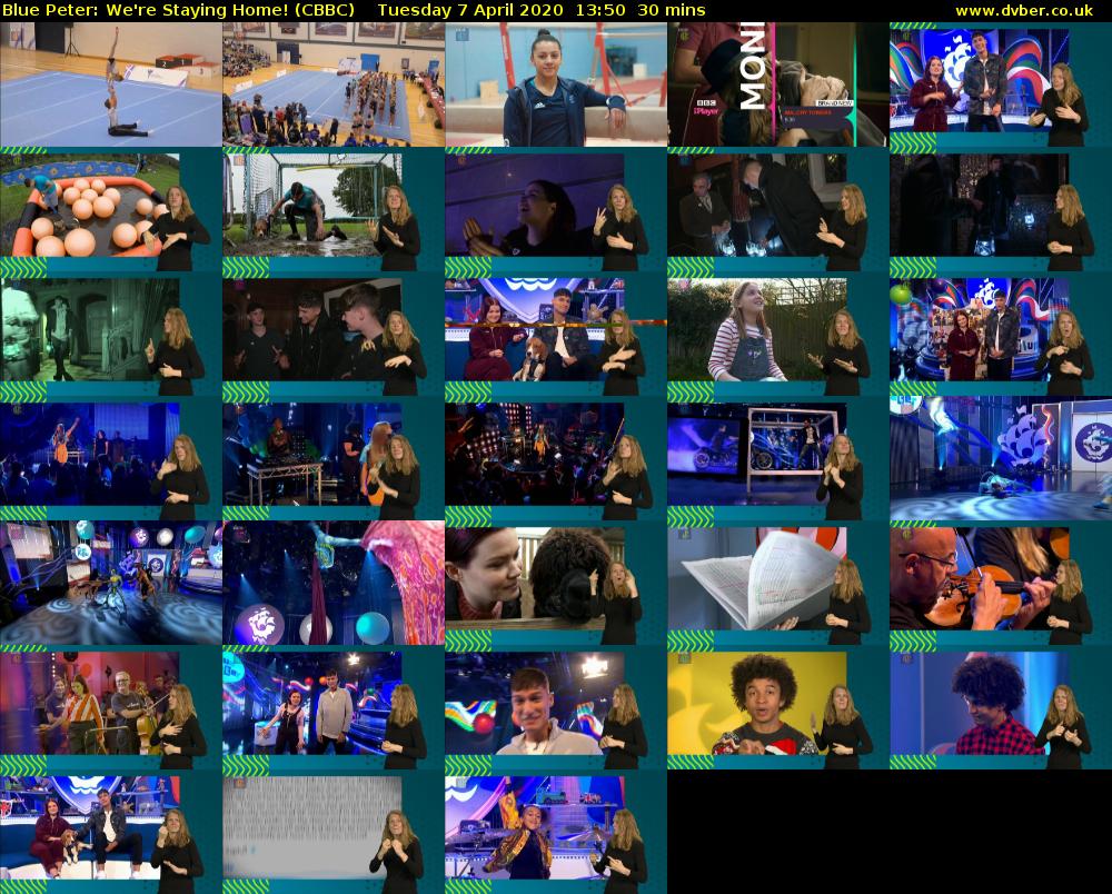 Blue Peter: We're Staying Home! (CBBC) Tuesday 7 April 2020 13:50 - 14:20