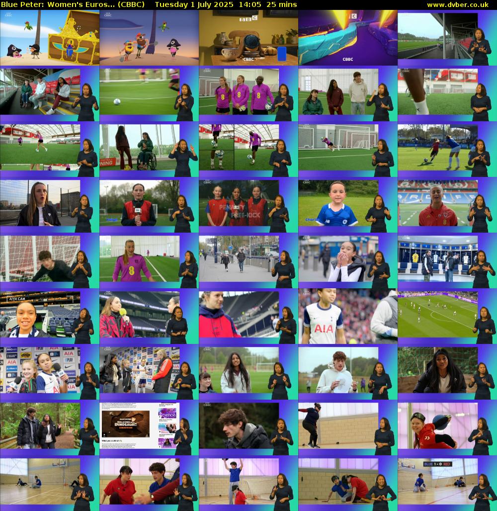 Blue Peter: Women's Euros... (CBBC) Tuesday 1 July 2025 14:05 - 14:30