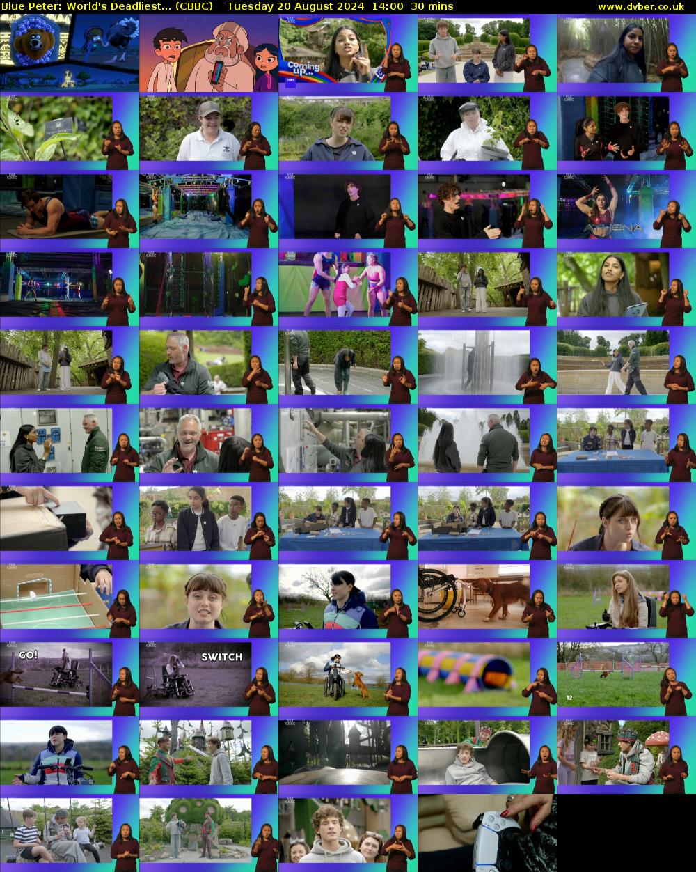 Blue Peter: World's Deadliest... (CBBC) Tuesday 20 August 2024 14:00 - 14:30