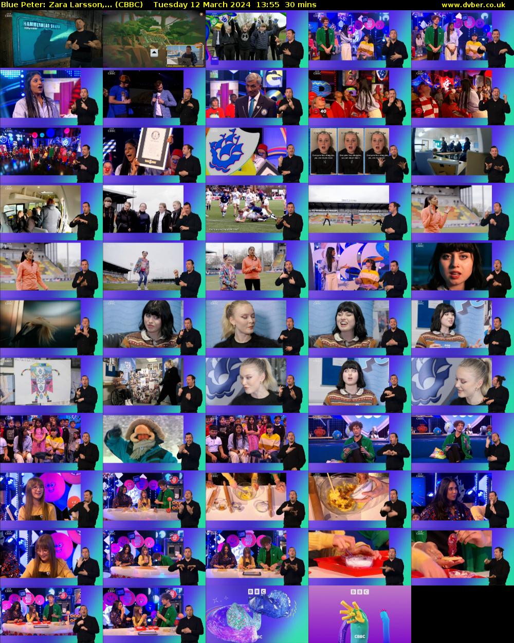 Blue Peter: Zara Larsson,... (CBBC) Tuesday 12 March 2024 13:55 - 14:25