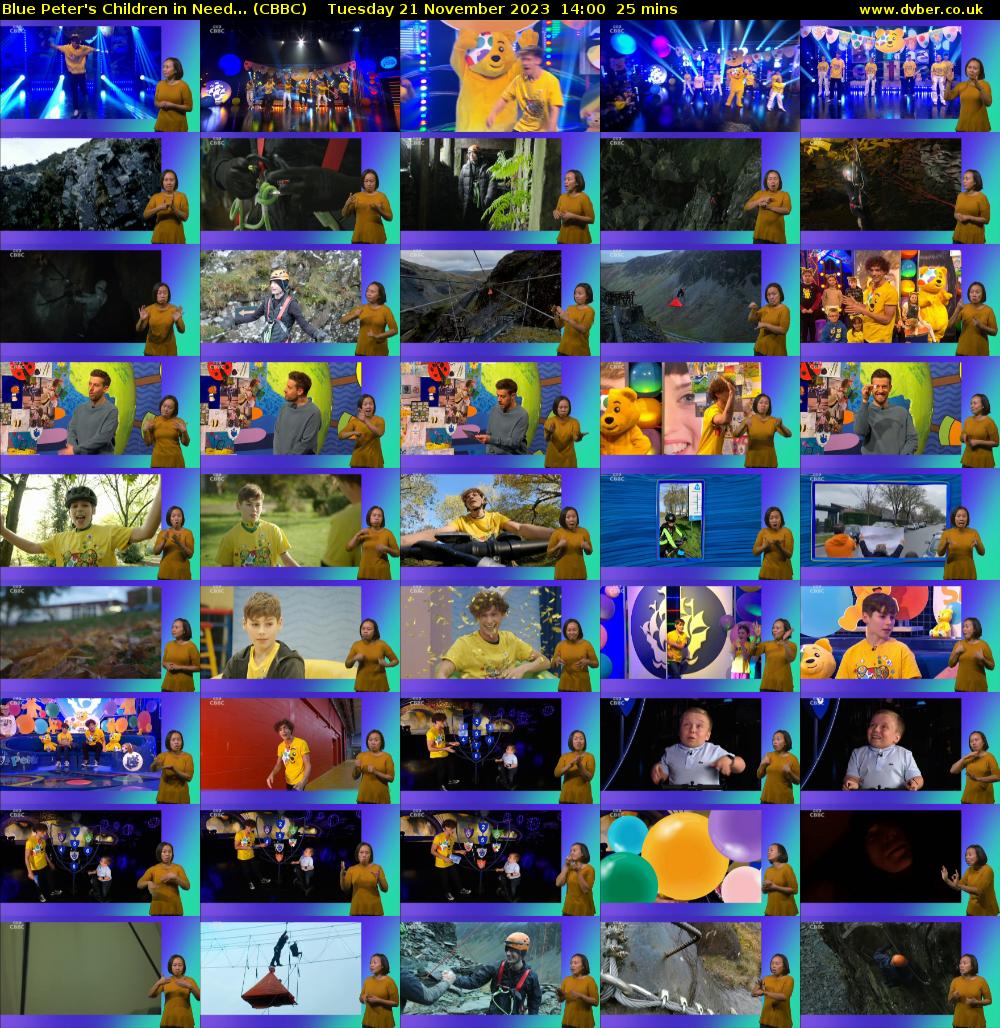 Blue Peter's Children in Need... (CBBC) Tuesday 21 November 2023 14:00 - 14:25