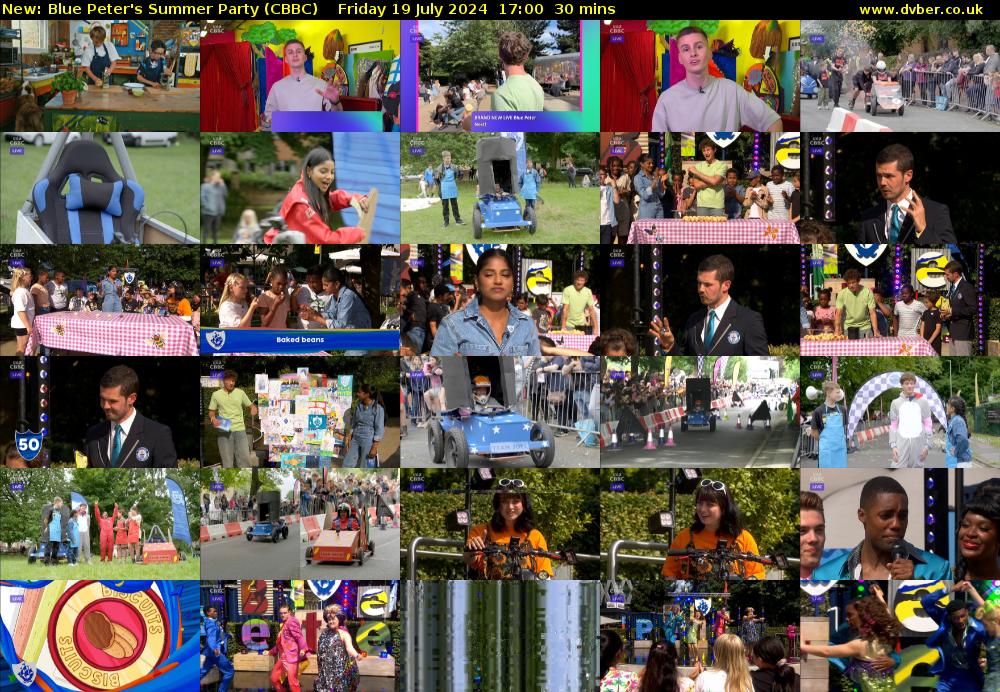 Blue Peter's Summer Party (CBBC) Friday 19 July 2024 17:00 - 17:30