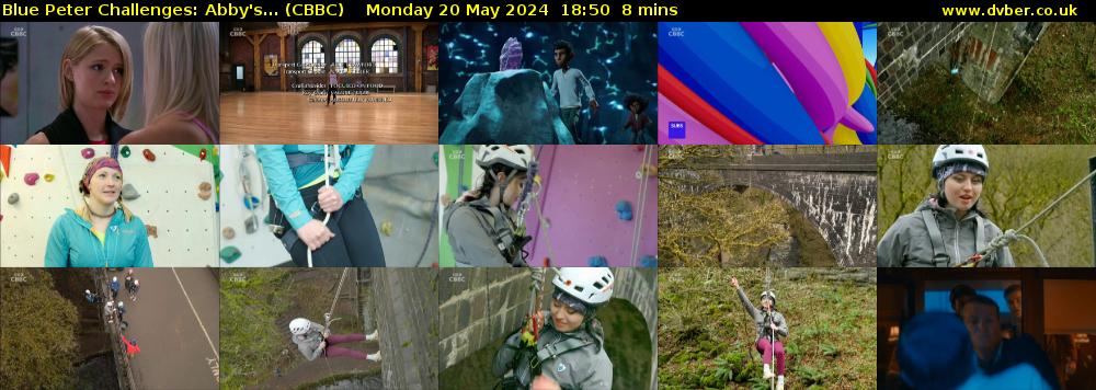 Blue Peter Challenges: Abby's... (CBBC) Monday 20 May 2024 18:50 - 18:58