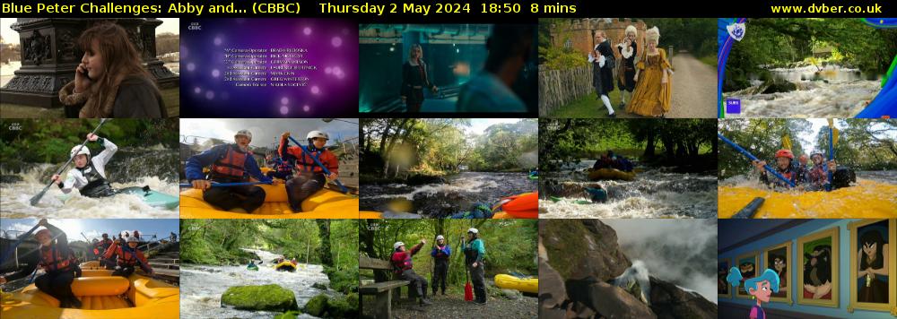 Blue Peter Challenges: Abby and... (CBBC) Thursday 2 May 2024 18:50 - 18:58