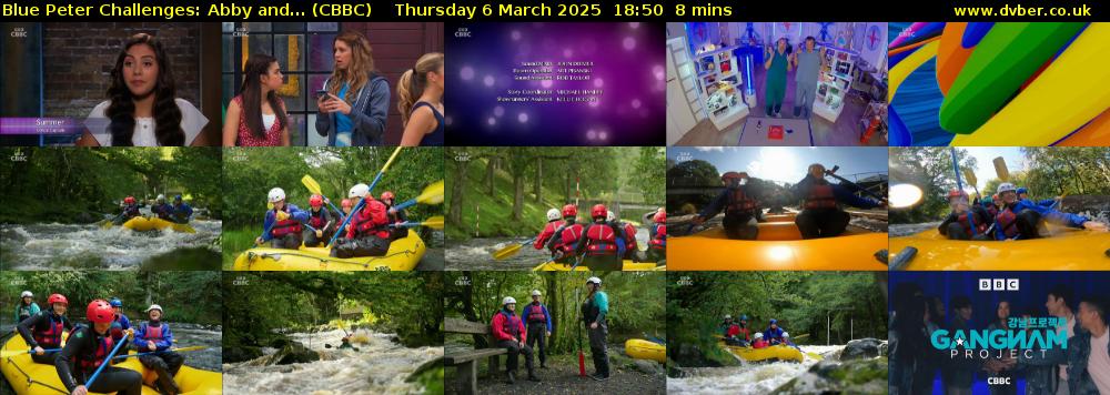 Blue Peter Challenges: Abby and... (CBBC) Thursday 6 March 2025 18:50 - 18:58