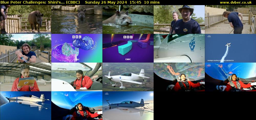 Blue Peter Challenges: Shini's... (CBBC) Sunday 26 May 2024 15:45 - 15:55