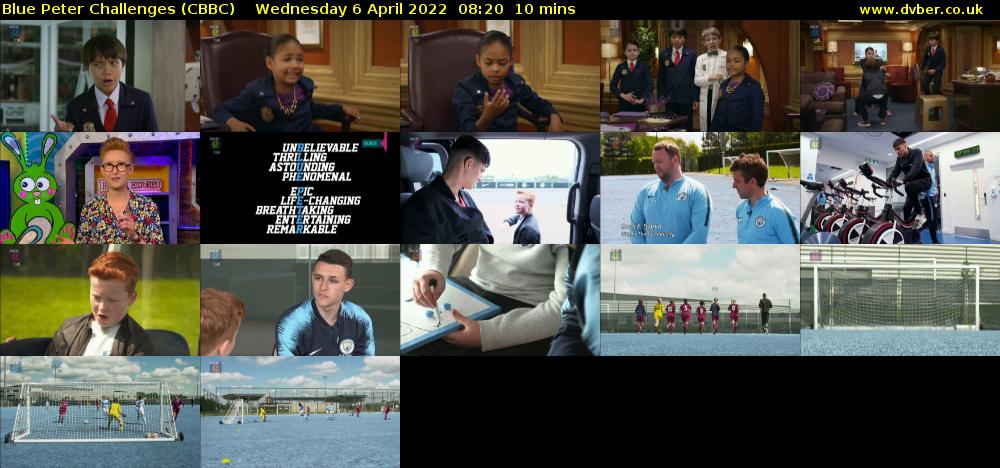 Blue Peter Challenges (CBBC) Wednesday 6 April 2022 08:20 - 08:30