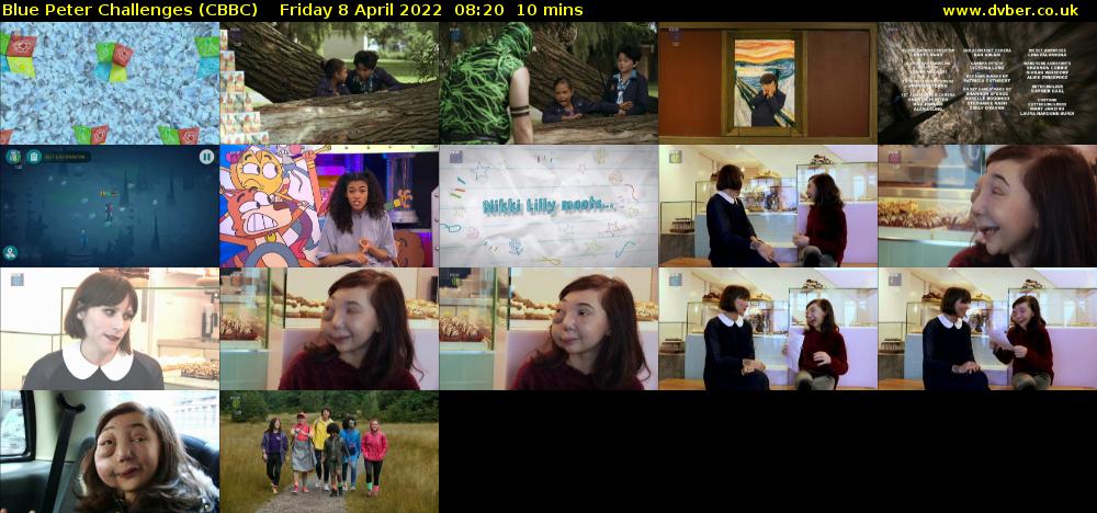 Blue Peter Challenges (CBBC) Friday 8 April 2022 08:20 - 08:30