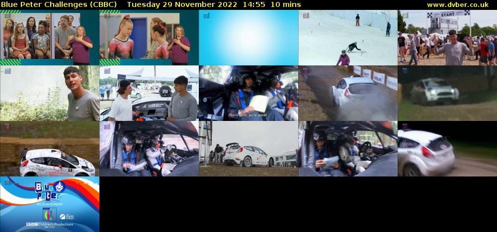 Blue Peter Challenges (CBBC) Tuesday 29 November 2022 14:55 - 15:05