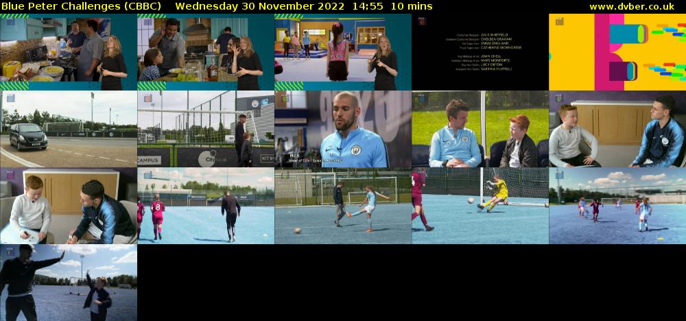 Blue Peter Challenges (CBBC) Wednesday 30 November 2022 14:55 - 15:05