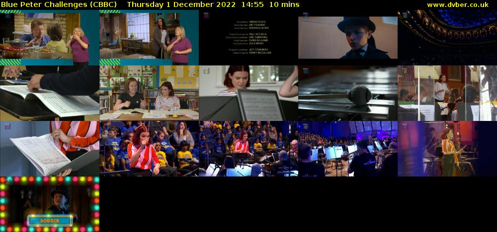 Blue Peter Challenges (CBBC) Thursday 1 December 2022 14:55 - 15:05