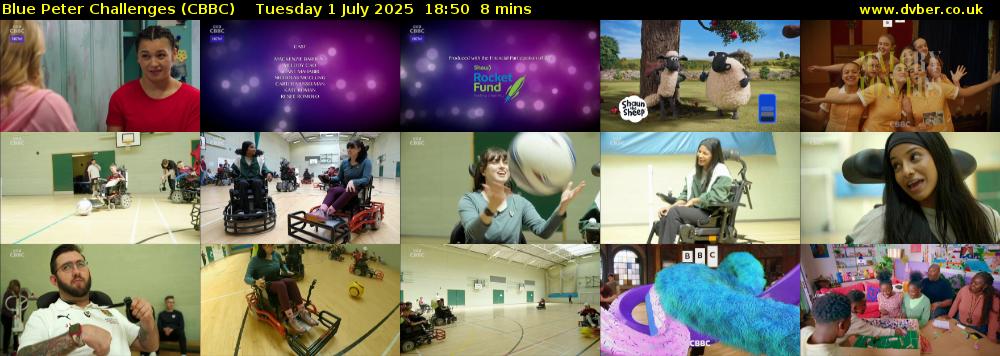 Blue Peter Challenges (CBBC) Tuesday 1 July 2025 18:50 - 18:58