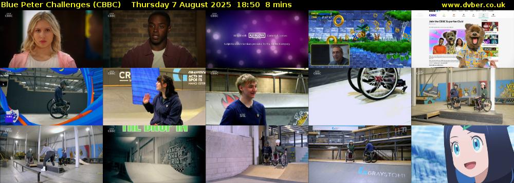 Blue Peter Challenges (CBBC) Thursday 7 August 2025 18:50 - 18:58