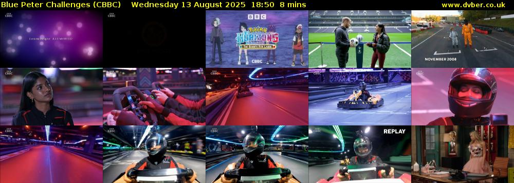 Blue Peter Challenges (CBBC) Wednesday 13 August 2025 18:50 - 18:58