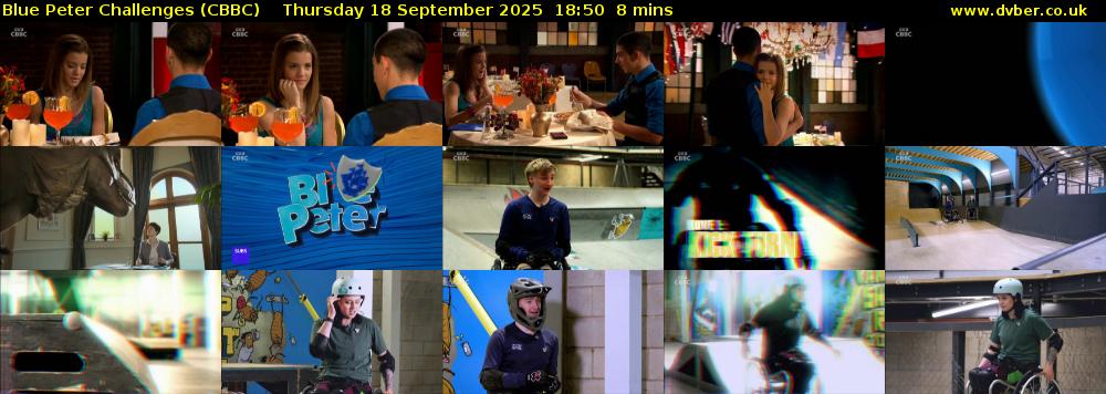 Blue Peter Challenges (CBBC) Thursday 18 September 2025 18:50 - 18:58