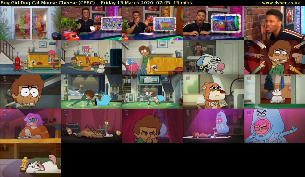 Boy Girl Dog Cat Mouse Cheese (CBBC) Friday 13 March 2020 07:45 - 08:00