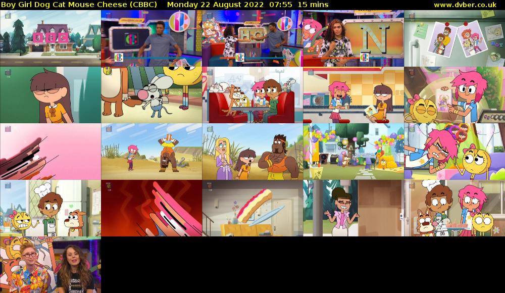 Boy Girl Dog Cat Mouse Cheese (CBBC) Monday 22 August 2022 07:55 - 08:10