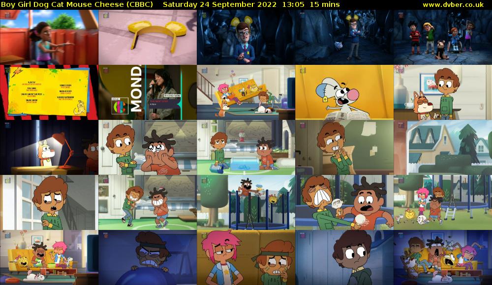 Boy Girl Dog Cat Mouse Cheese (CBBC) Saturday 24 September 2022 13:05 - 13:20