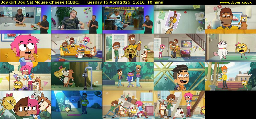 Boy Girl Dog Cat Mouse Cheese (CBBC) Tuesday 15 April 2025 15:10 - 15:20