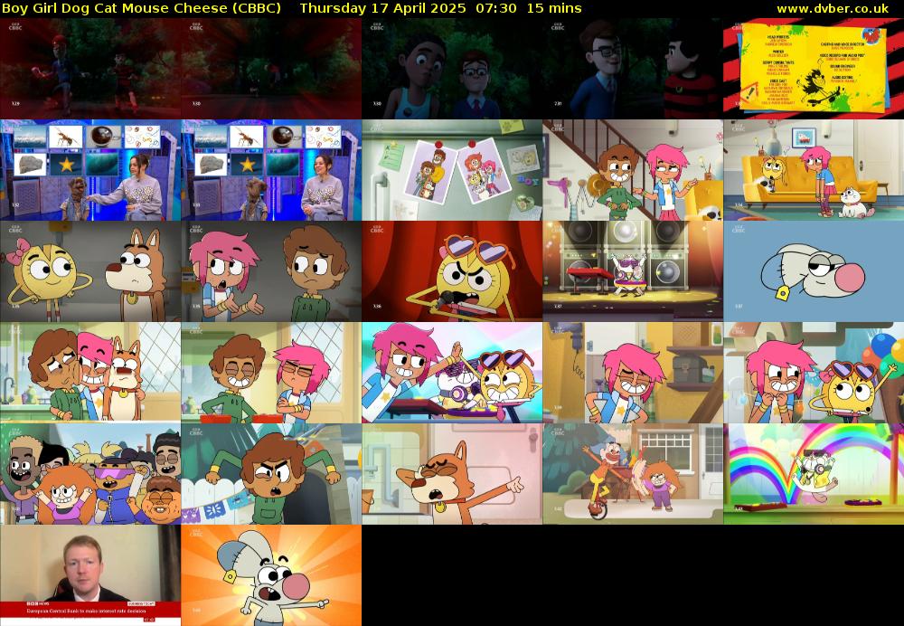 Boy Girl Dog Cat Mouse Cheese (CBBC) Thursday 17 April 2025 07:30 - 07:45
