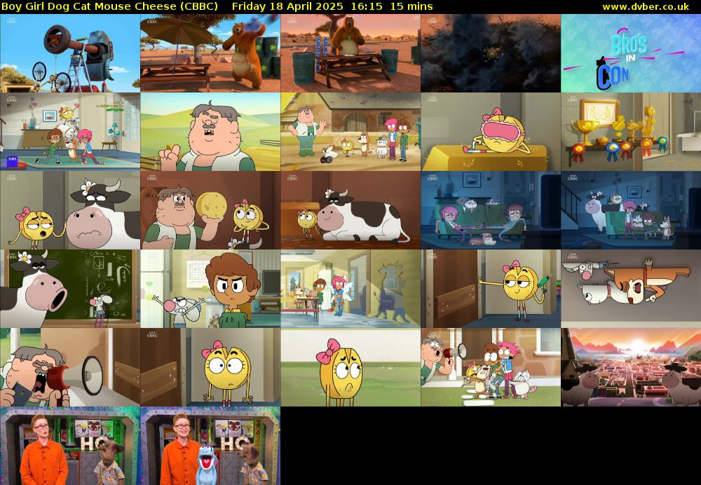 Boy Girl Dog Cat Mouse Cheese (CBBC) Friday 18 April 2025 16:15 - 16:30