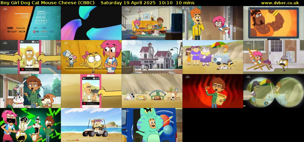 Boy Girl Dog Cat Mouse Cheese (CBBC) Saturday 19 April 2025 10:10 - 10:20