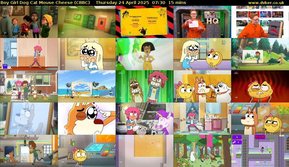 Boy Girl Dog Cat Mouse Cheese (CBBC) Thursday 24 April 2025 07:30 - 07:45
