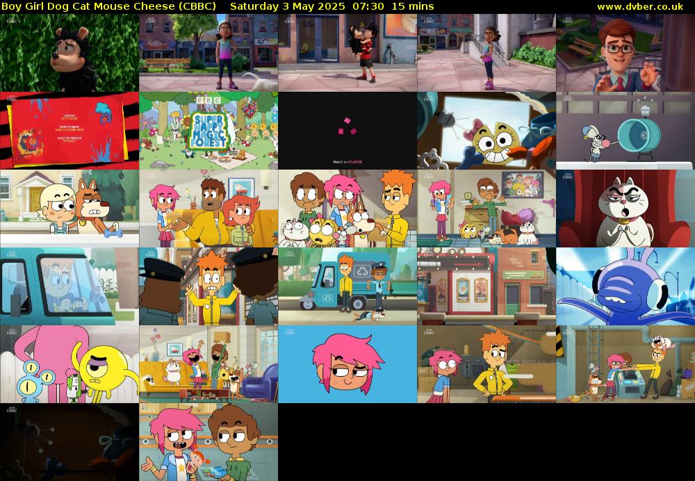 Boy Girl Dog Cat Mouse Cheese (CBBC) Saturday 3 May 2025 07:30 - 07:45