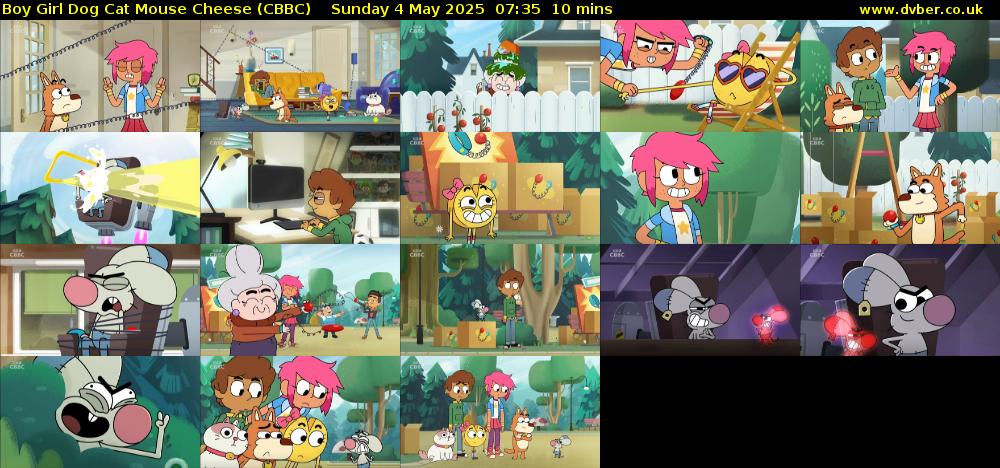 Boy Girl Dog Cat Mouse Cheese (CBBC) Sunday 4 May 2025 07:35 - 07:45