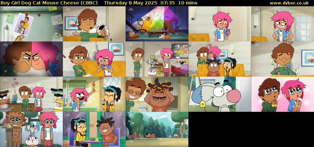 Boy Girl Dog Cat Mouse Cheese (CBBC) Thursday 8 May 2025 07:35 - 07:45