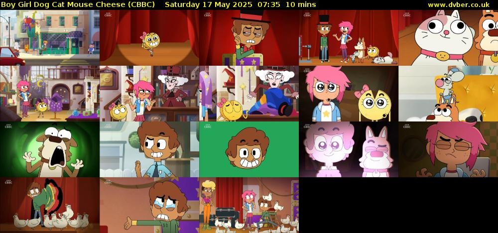 Boy Girl Dog Cat Mouse Cheese (CBBC) Saturday 17 May 2025 07:35 - 07:45