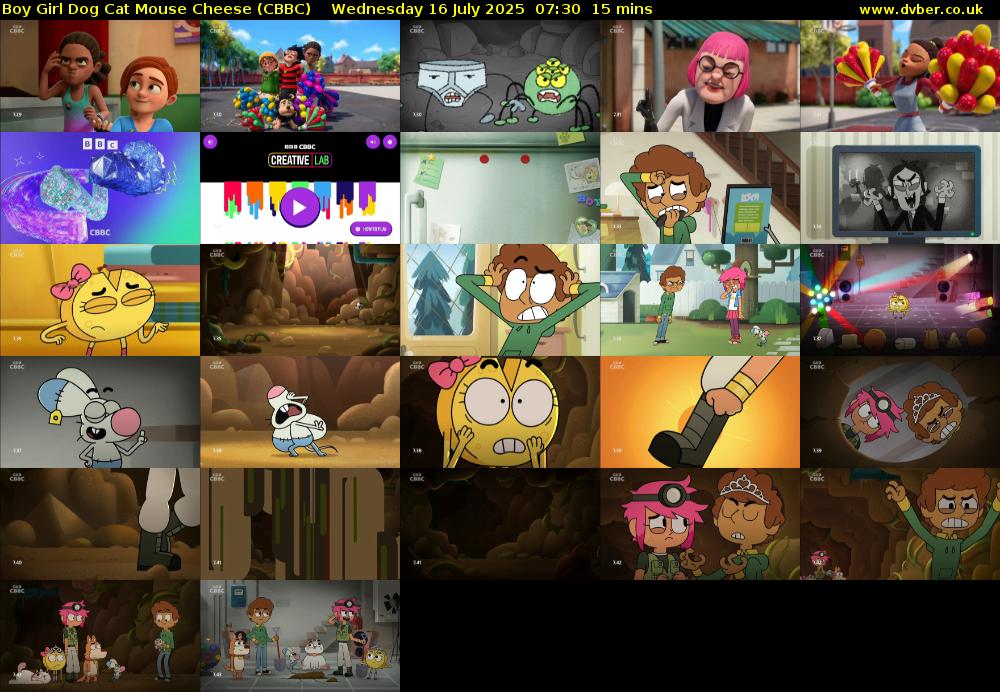 Boy Girl Dog Cat Mouse Cheese (CBBC) Wednesday 16 July 2025 07:30 - 07:45