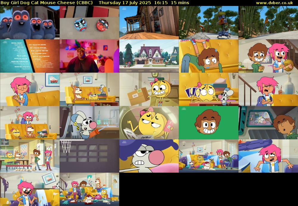 Boy Girl Dog Cat Mouse Cheese (CBBC) Thursday 17 July 2025 16:15 - 16:30