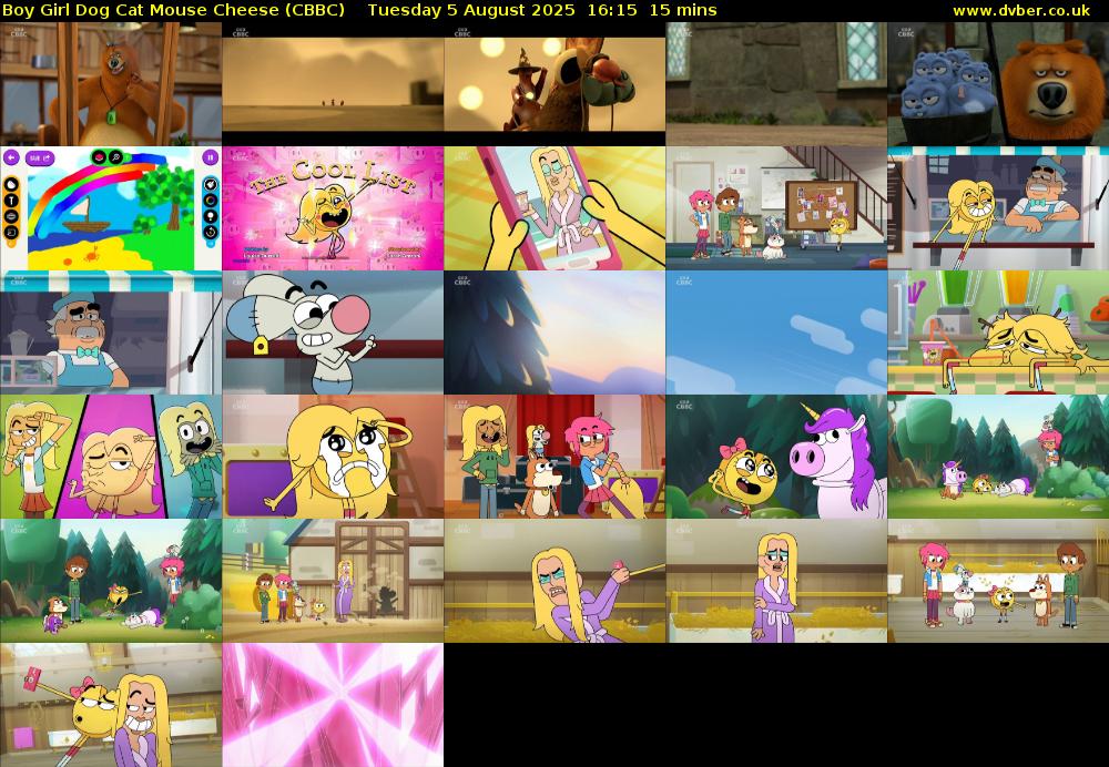 Boy Girl Dog Cat Mouse Cheese (CBBC) Tuesday 5 August 2025 16:15 - 16:30