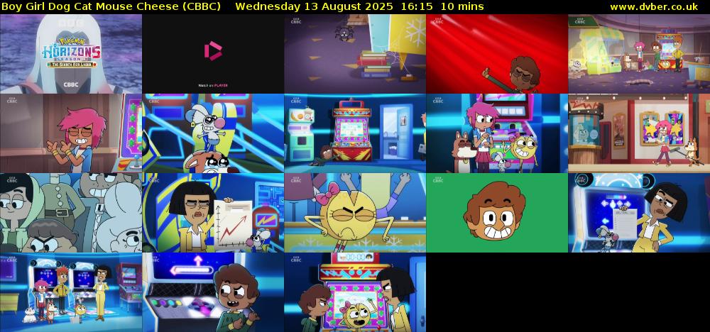 Boy Girl Dog Cat Mouse Cheese (CBBC) Wednesday 13 August 2025 16:15 - 16:25