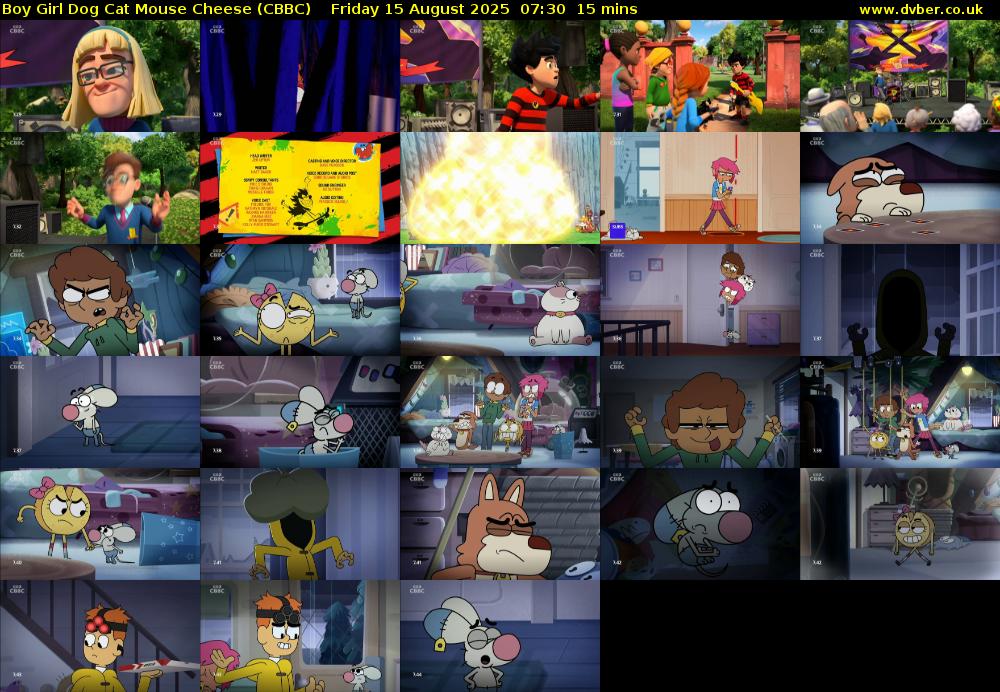 Boy Girl Dog Cat Mouse Cheese (CBBC) Friday 15 August 2025 07:30 - 07:45