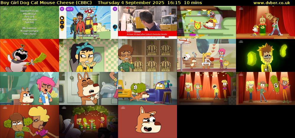 Boy Girl Dog Cat Mouse Cheese (CBBC) Thursday 4 September 2025 16:15 - 16:25