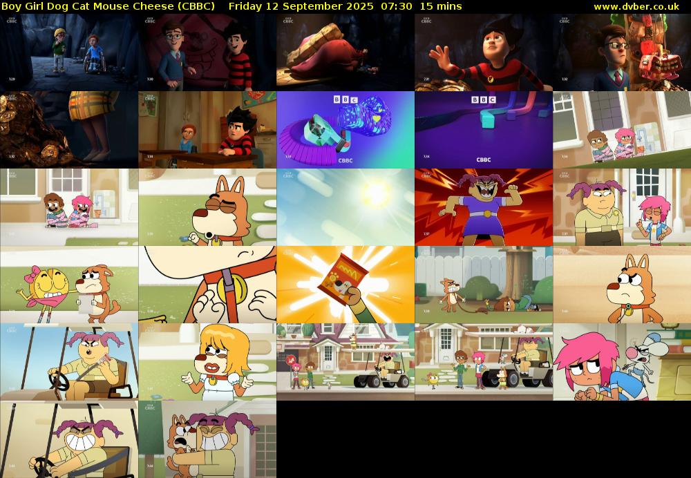 Boy Girl Dog Cat Mouse Cheese (CBBC) Friday 12 September 2025 07:30 - 07:45