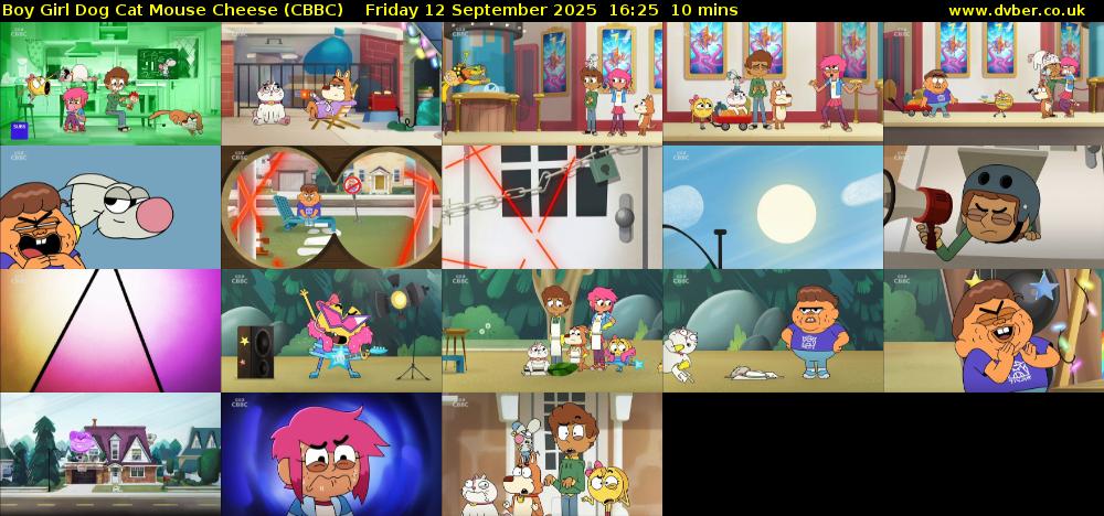 Boy Girl Dog Cat Mouse Cheese (CBBC) Friday 12 September 2025 16:25 - 16:35