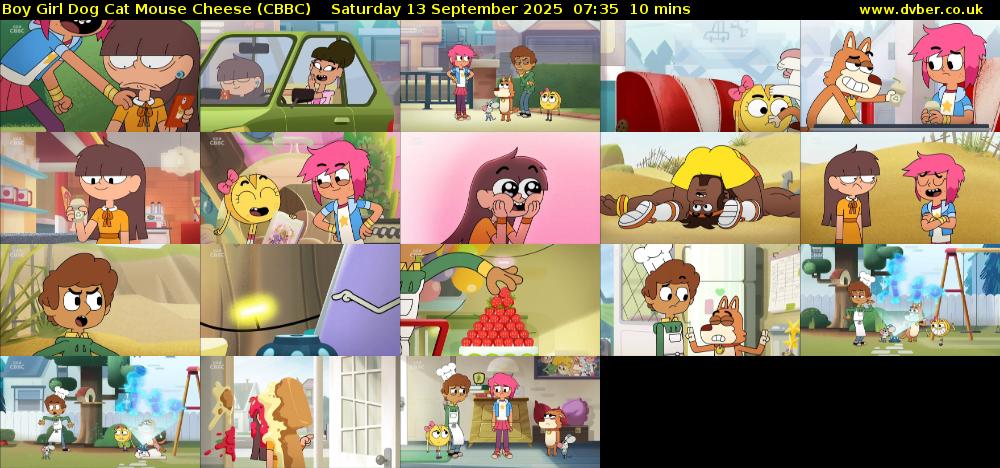 Boy Girl Dog Cat Mouse Cheese (CBBC) Saturday 13 September 2025 07:35 - 07:45