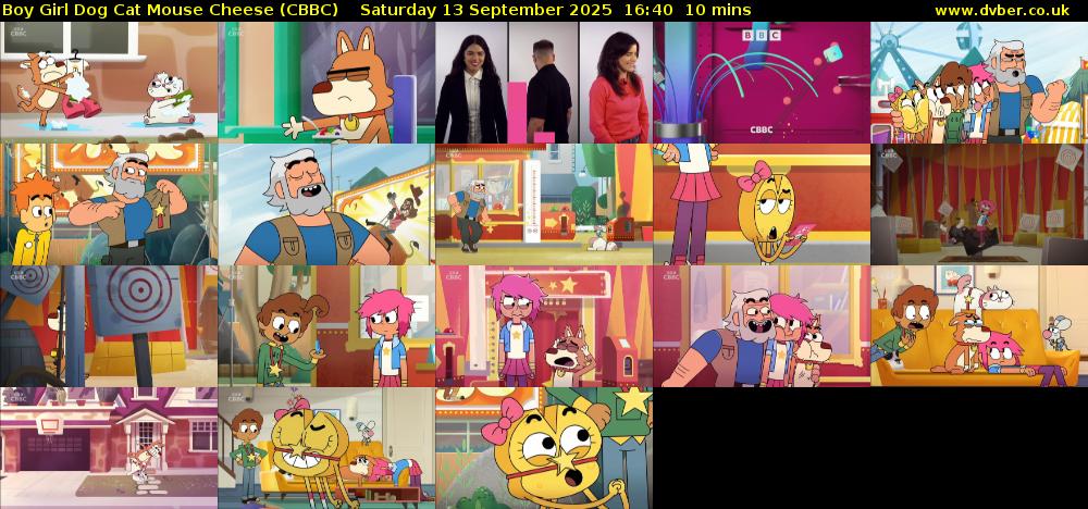 Boy Girl Dog Cat Mouse Cheese (CBBC) Saturday 13 September 2025 16:40 - 16:50