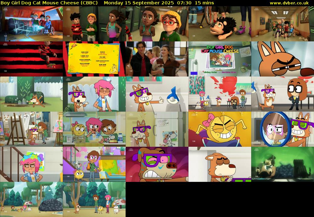 Boy Girl Dog Cat Mouse Cheese (CBBC) Monday 15 September 2025 07:30 - 07:45