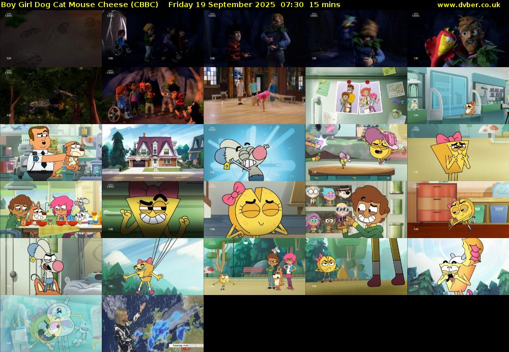 Boy Girl Dog Cat Mouse Cheese (CBBC) Friday 19 September 2025 07:30 - 07:45