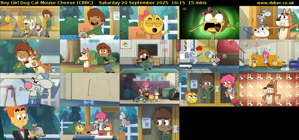 Boy Girl Dog Cat Mouse Cheese (CBBC) Saturday 20 September 2025 16:15 - 16:30