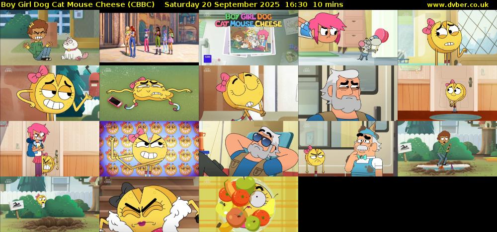Boy Girl Dog Cat Mouse Cheese (CBBC) Saturday 20 September 2025 16:30 - 16:40