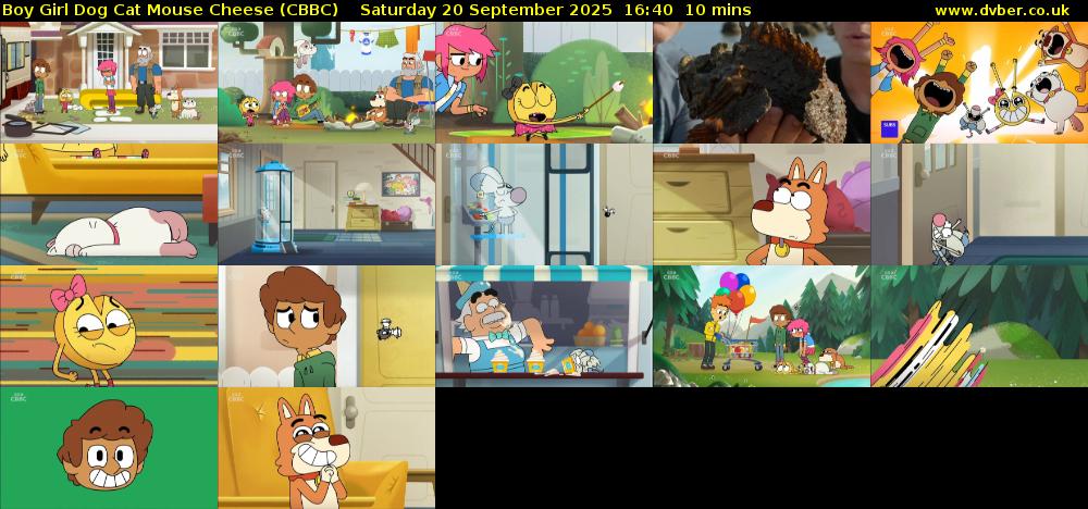 Boy Girl Dog Cat Mouse Cheese (CBBC) Saturday 20 September 2025 16:40 - 16:50
