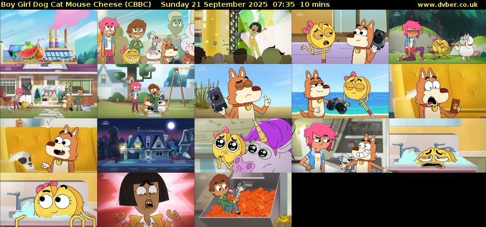 Boy Girl Dog Cat Mouse Cheese (CBBC) Sunday 21 September 2025 07:35 - 07:45
