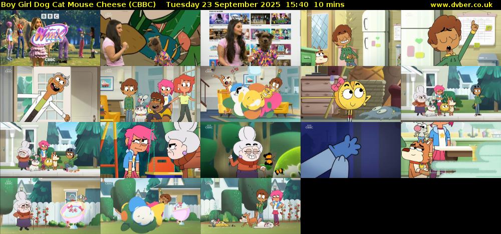 Boy Girl Dog Cat Mouse Cheese (CBBC) Tuesday 23 September 2025 15:40 - 15:50