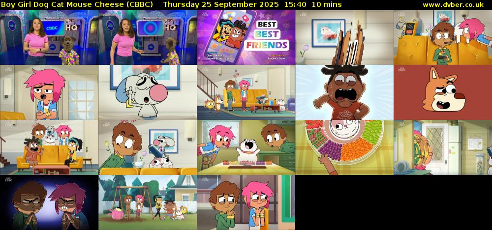 Boy Girl Dog Cat Mouse Cheese (CBBC) Thursday 25 September 2025 15:40 - 15:50
