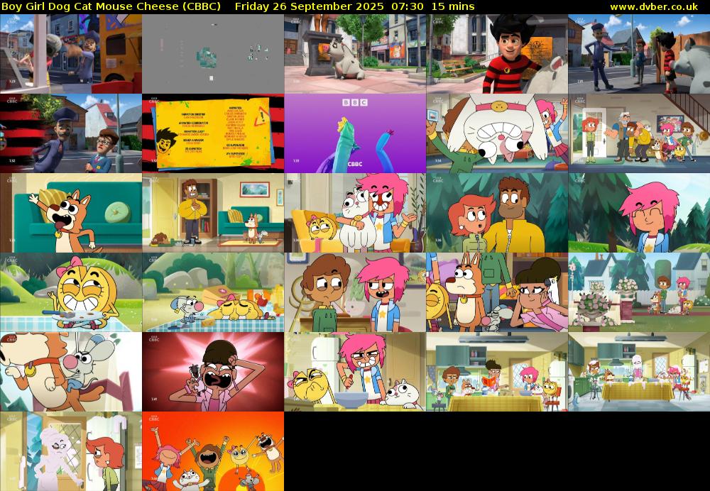 Boy Girl Dog Cat Mouse Cheese (CBBC) Friday 26 September 2025 07:30 - 07:45